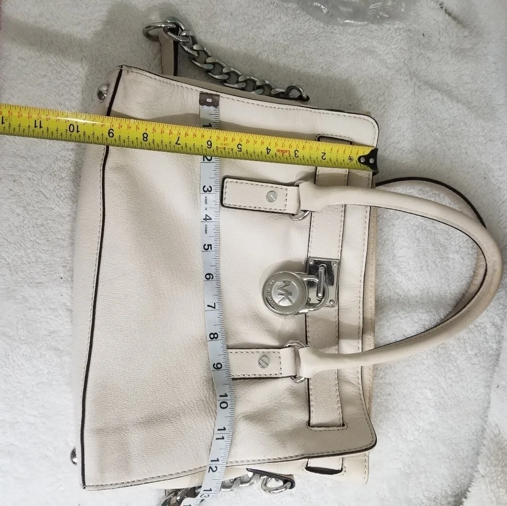 Michael Kors Hamilton creme leather Satchel